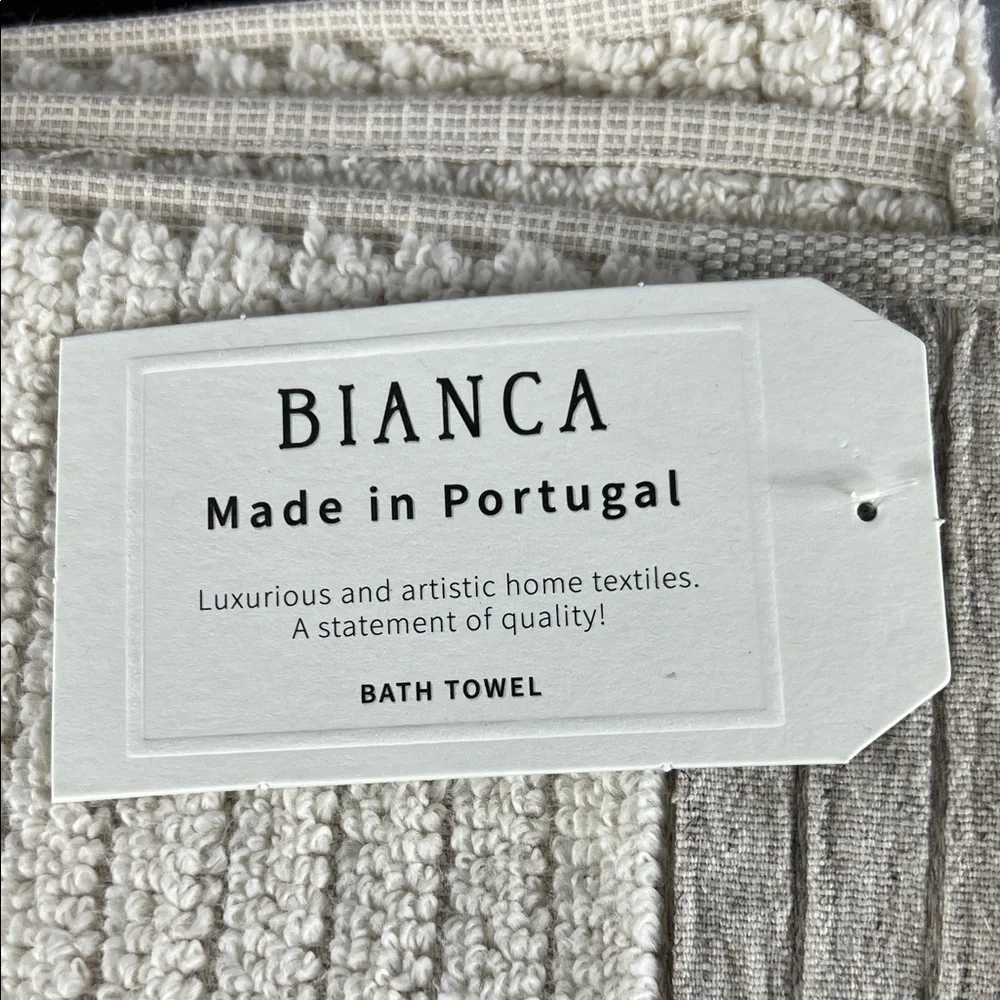 Bianca Portugal Bath Towel Set Tan Textured Soft 100% Cotton 2 Pc Set New